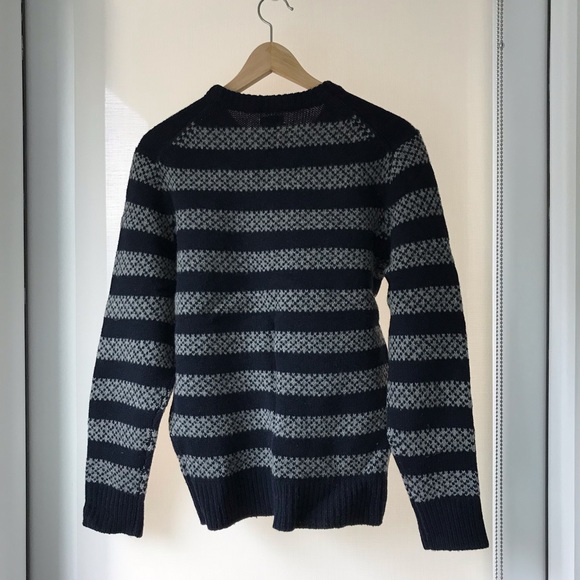 J.Crew Navy Striped Lambswool Sweater - Picture 2 of 5